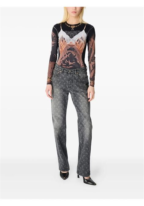 jeans moon laser grey wash denim straight donna grigi MARINE SERRE | WPA128BCDEN0006DK90